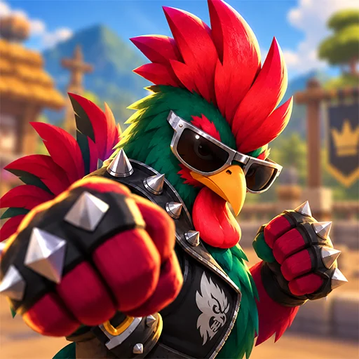A Rooster Rumble fighter in sunglasses and spiked armor